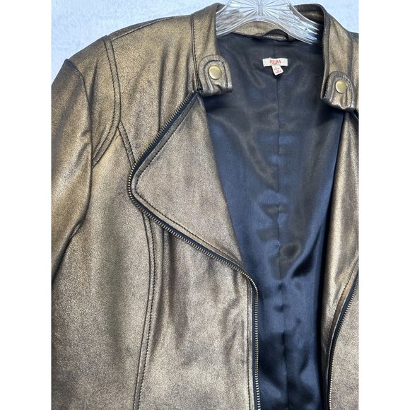 Reba Western Metallic Gold Goat Leather Jacket - Picture 5 of 9